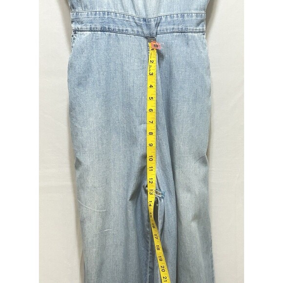 Madewell Jumpsuit Denim Jean Chambray Muralist Tie Crop Waist Wide Leg Sz 2 - Picture 8 of 16